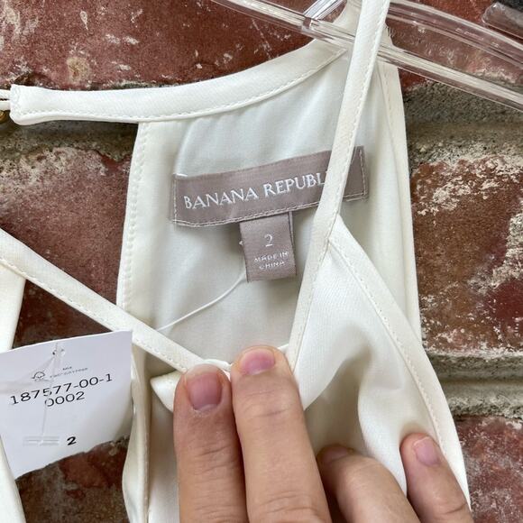 NWT Banana Republic Ivory High Neck Sleeveless Flowy A line Zip Dress Sz-2 Midi - Picture 6 of 10